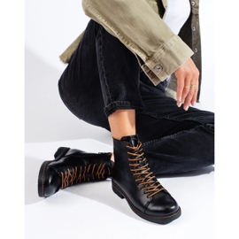 Botas trabajadoras con cordones de mujer Vinceza negras negro 3