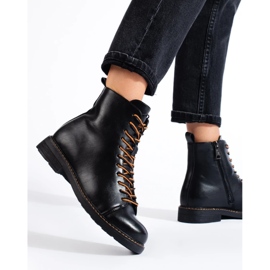 Botas trabajadoras con cordones de mujer Vinceza negras negro 4