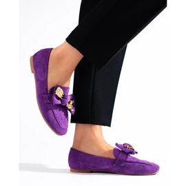 Mocasines mujer ante morado violeta 3