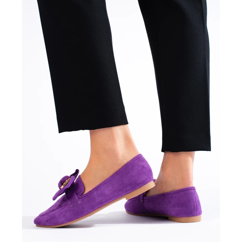 Mocasines mujer ante morado violeta 1