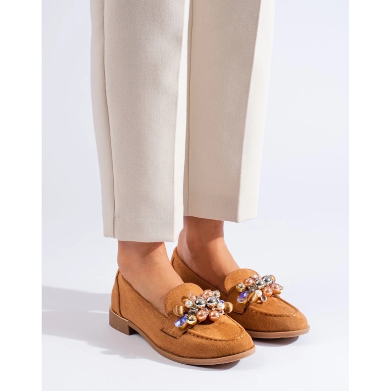 Shelovet camellords de mujer con cristales marrón 1