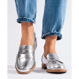 Mocasines de mujer en ecopiel plateados Shelovet plata 4