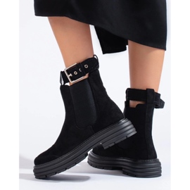 Botines de ante negro con hebilla Shelovet 4