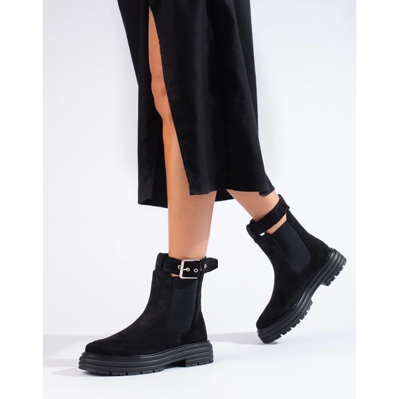 Botines de ante negro con hebilla Shelovet 1