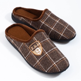 Zapatillas de estar por casa de hombre Shelovet en color marrón a cuadros 2