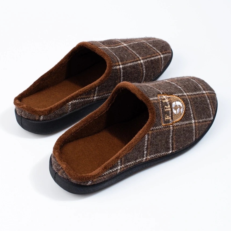 Zapatillas de estar por casa de hombre Shelovet en color marrón a cuadros 1