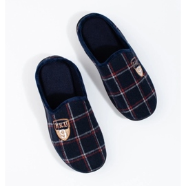 Pantuflas de hombre Shelovet cuadros azul marino 3