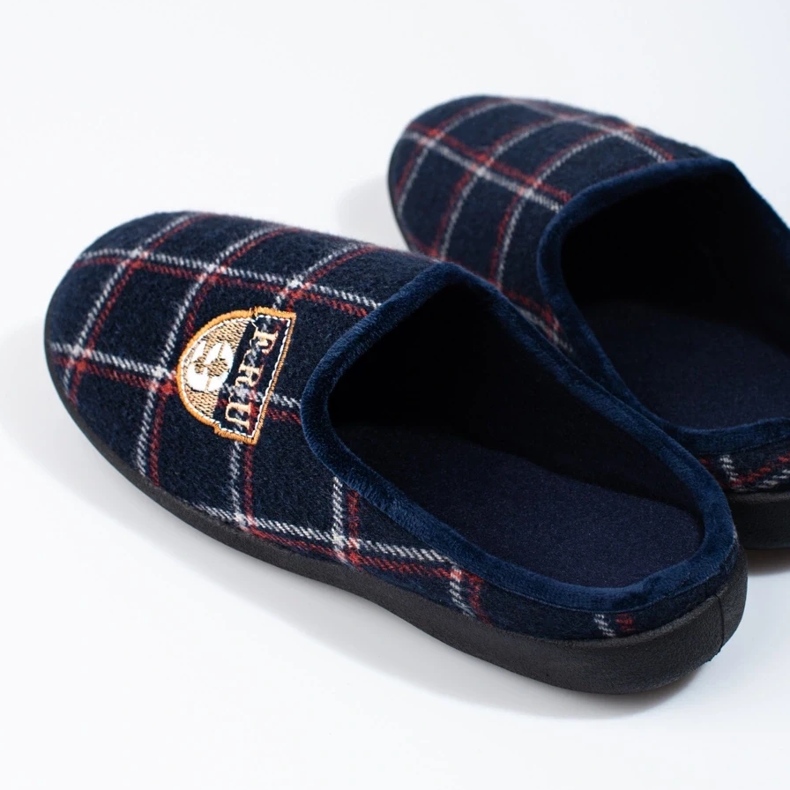 Pantuflas de hombre Shelovet cuadros azul marino 1