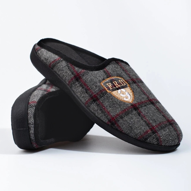 Pantuflas de hombre Shelovet de cuadros grises 1