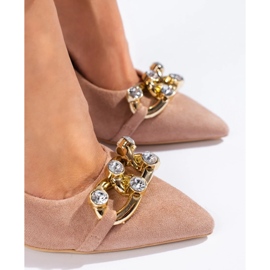 Tacones altos de ante rosa con cadena de Vinceza rosado 1 Tacones altos de ante rosa con cadena de Vinceza rosado 1