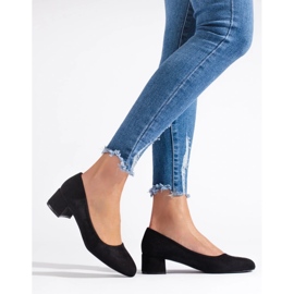 Salón de tacón bajo para mujer en ante negro 4