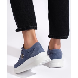 Zapatillas deportivas de piel azul. 4