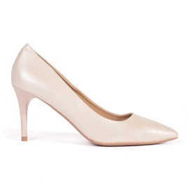 Bombas de mujer con tacón alto beige 2