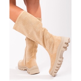 W. Potocki Botas de ante caladas de Potocki beige 4