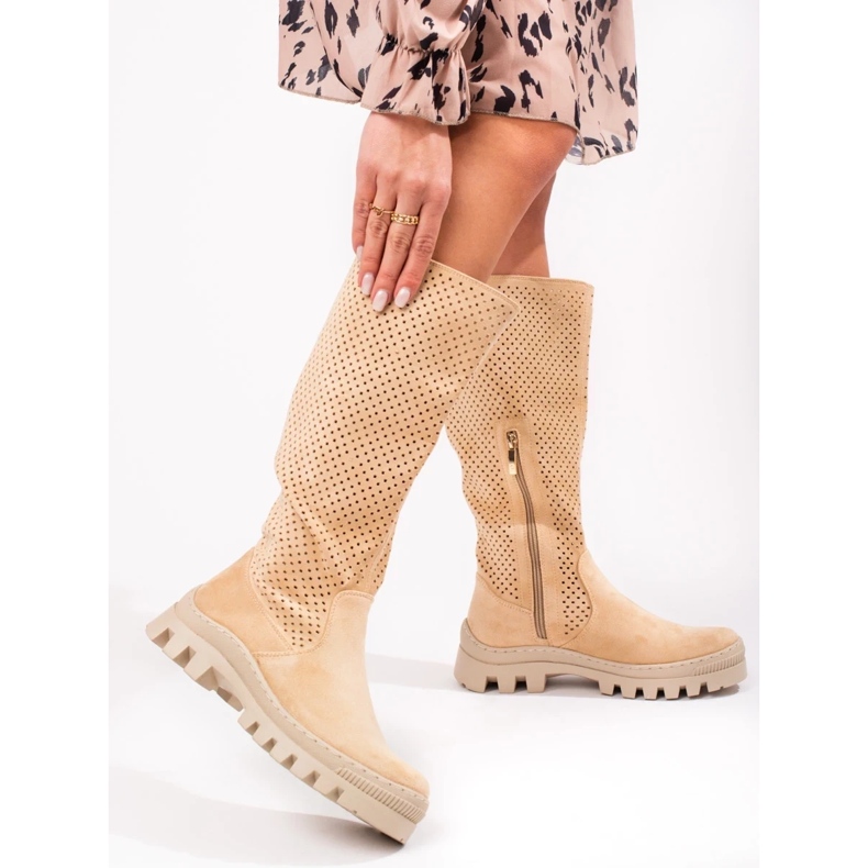 W. Potocki Botas de ante caladas de Potocki beige 1