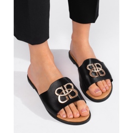 Chanclas planas de mujer negras negro 2