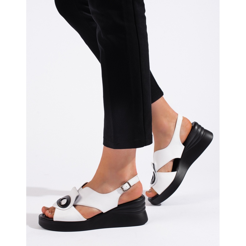 Goodin Sandalias blancas mujer cómodas blanco 2