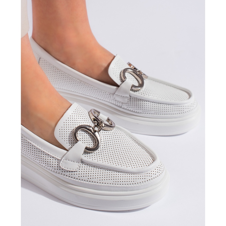 Goodin Mocasines de mujer calados blancos 2 Goodin Mocasines de mujer calados blancos 2