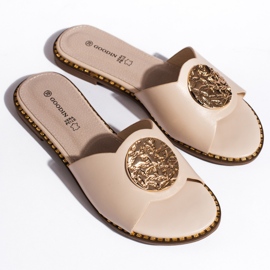 Goodin Chanclas de mujer beige elegantes 2