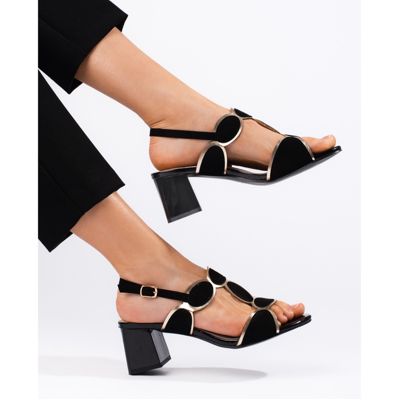 Goodin Sandalias de mujer negras con hebilla. negro 2