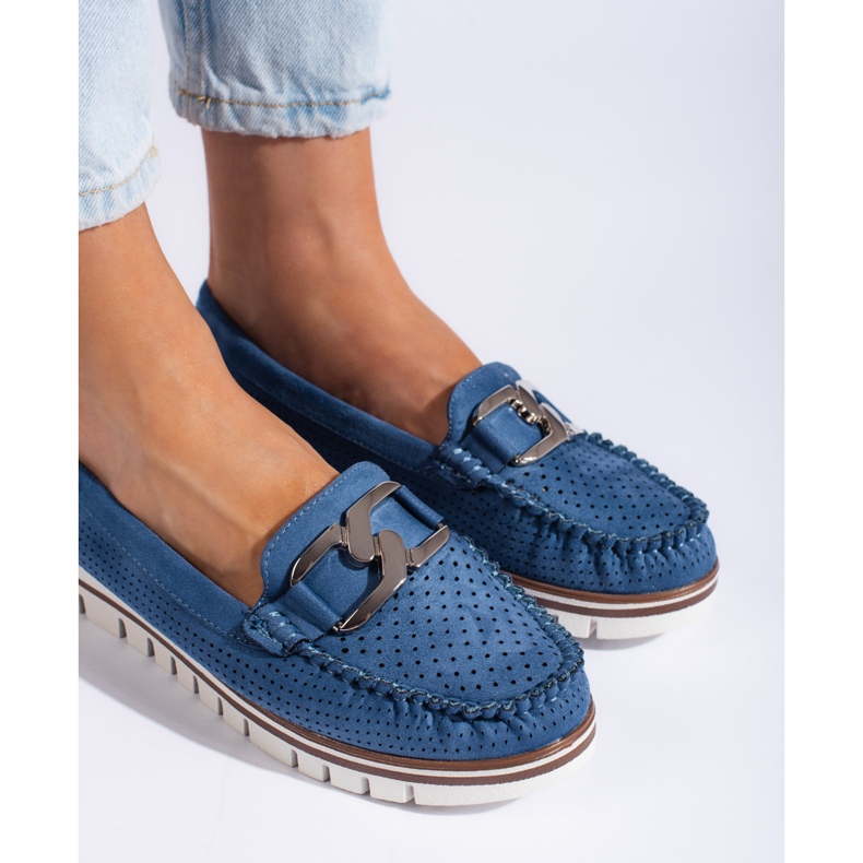 Goodin Mocasín plataforma azul calado 2 Goodin Mocasín plataforma azul calado 2