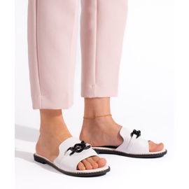 Goodin Chanclas planas mujer blancas blanco 2