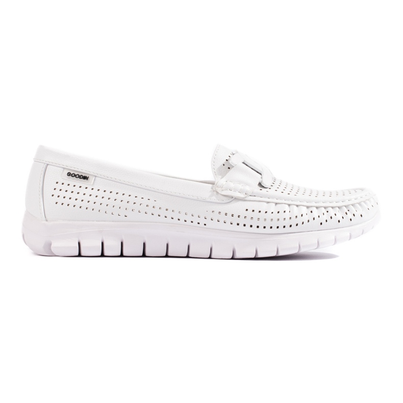 Goodin Mocasines de mujer calados blancos 1