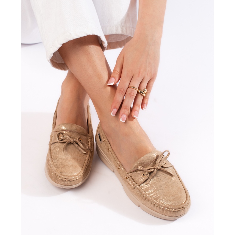 Goodin Cómodos mocasines mujer beige 2