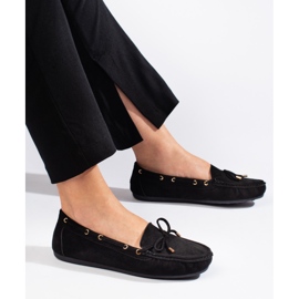 Mocasines de mujer en ante negro 2