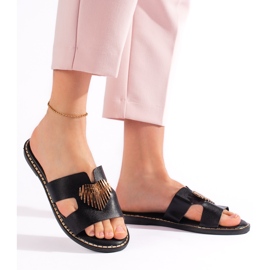 Chanclas planas de mujer negras negro 2