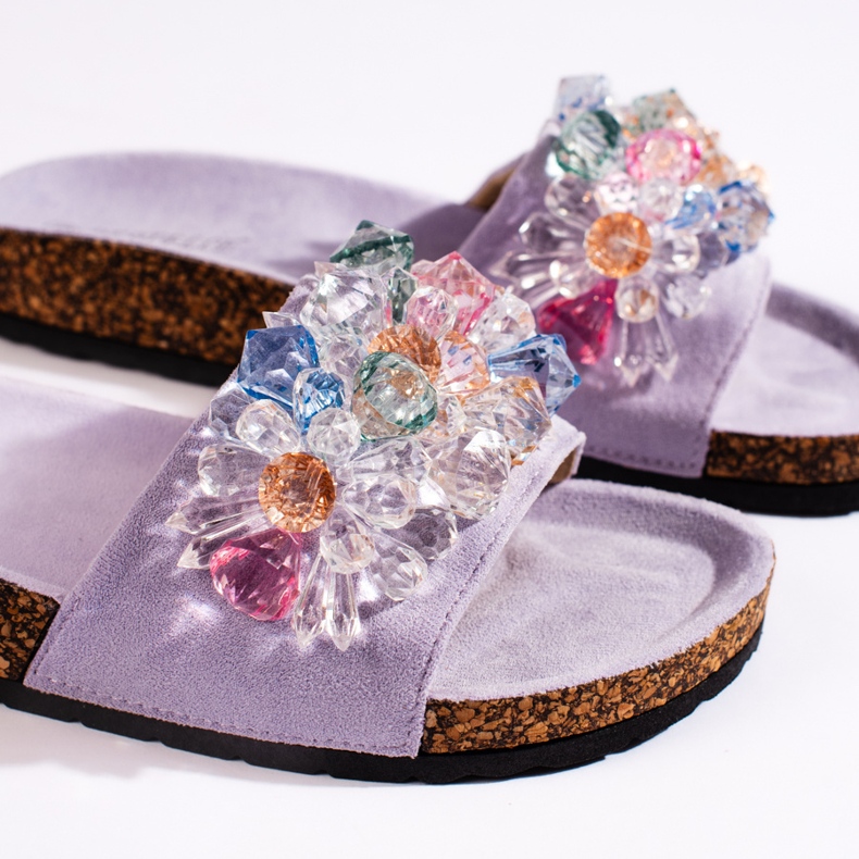 Chanclas de mujer de ante morado violeta 2