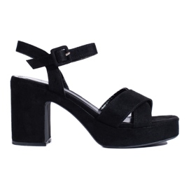 Sandalias tacón mujer ante negro 1