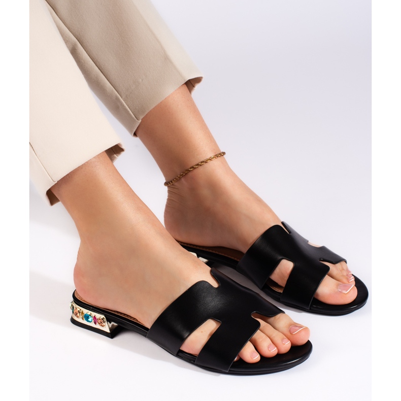 Chanclas planas de mujer negras negro 2 Chanclas planas de mujer negras negro 2