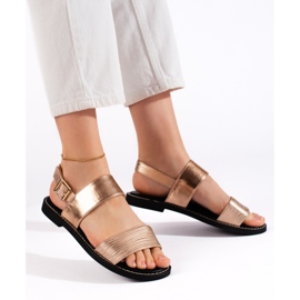 Sandalias planas mujer doradas dorado 2