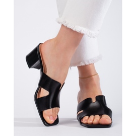 Chanclas de mujer negras con tacón negro 2