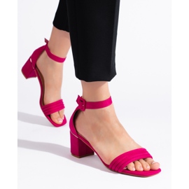Sandalias tacón ante fucsia rosado 2
