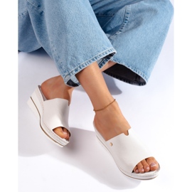 Sandalias cuña mujer cómodas blancas blanco 2
