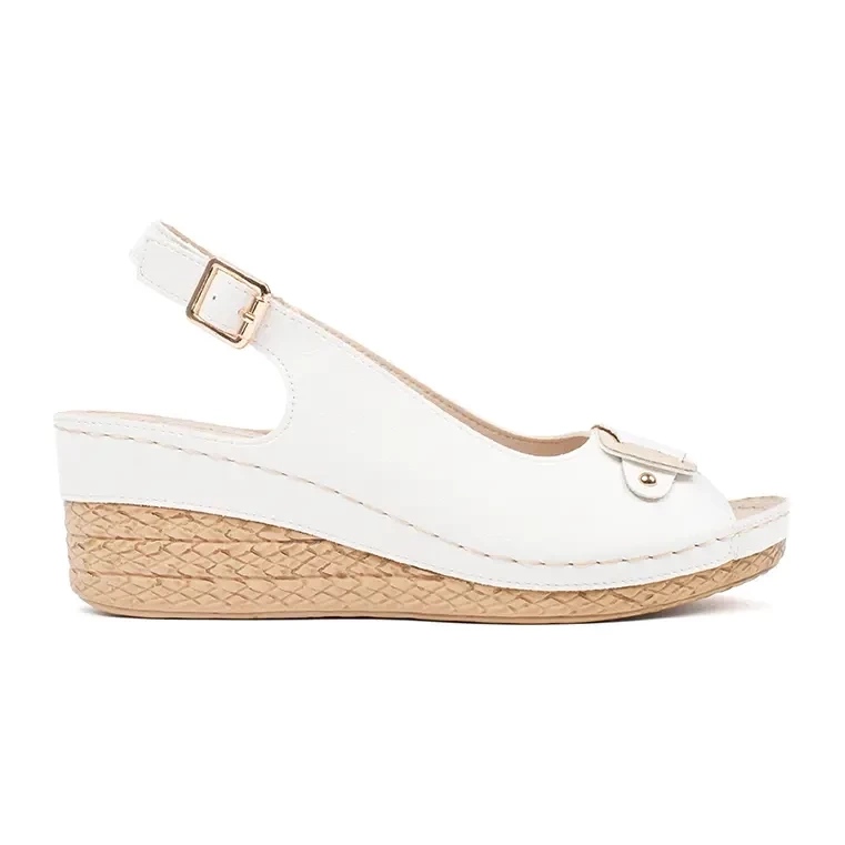 Sandalias alpargatas cuña baja blancas blanco 2
