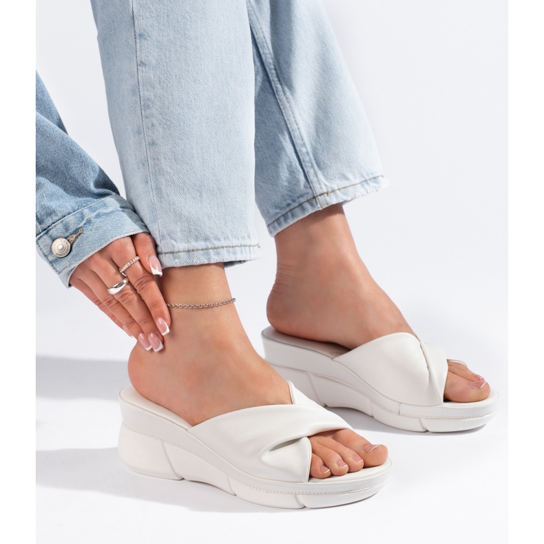 Sandalias cuña mujer blancas blanco 2 Sandalias cuña mujer blancas blanco 2