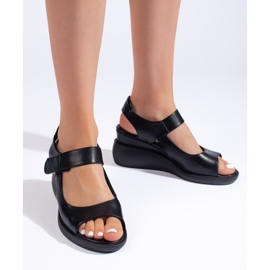 Cómodas sandalias de cuña negras de Sergio Leone negro 2