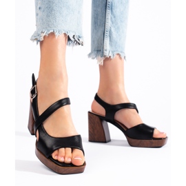 Sandalias negras con tacón ancho de Sergio Leone negro 2