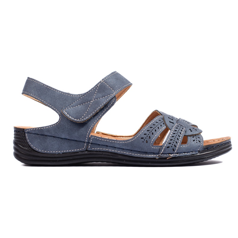 Sandalias de mujer celestes con cuña baja. azul 1