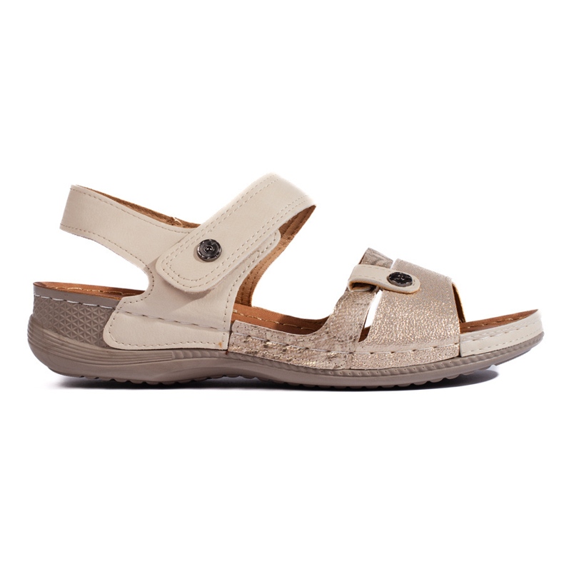 Sandalias mujer beige con velcro 1