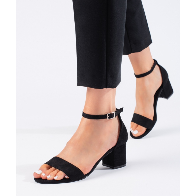 Seastar Sandalias de tacón de ante negro 2