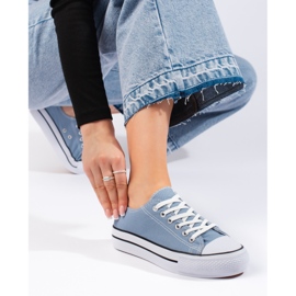 Deportivas clásicas con cordones de mujer azules. 2