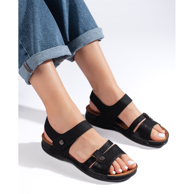 Sandalias cómodas de mujer negras. negro 2