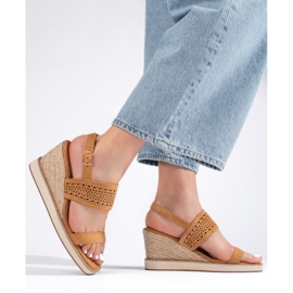 Sandalias cuña mujer marrones marrón 3