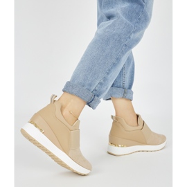 Zapatillas cuña ante beige 4