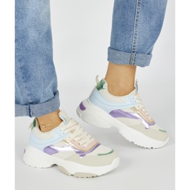 Deportivas de mujer multicolores con suela gruesa. beige 3