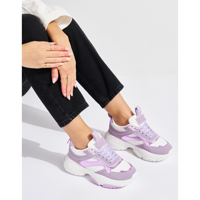 Deportivas de mujer color lila con suela gruesa. violeta 1